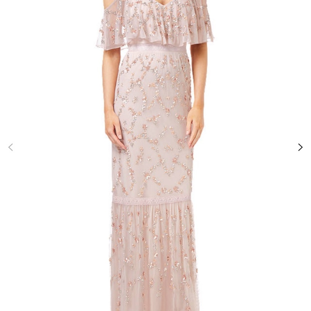 Adrianna Papell cold shoulder flutter sleeve gown - Picture 4 of 13